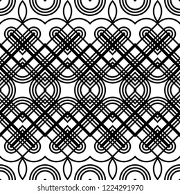 Design seamless monochrome decorative pattern. Abstract geometric background. Vector art