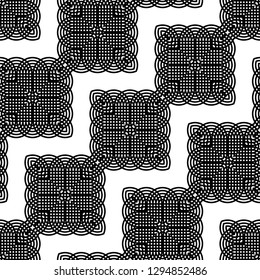 Design seamless monochrome decorative pattern. Abstract geometric background. Vector art