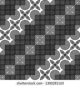 Design seamless monochrome decorative pattern. Abstract geometric background. Vector art