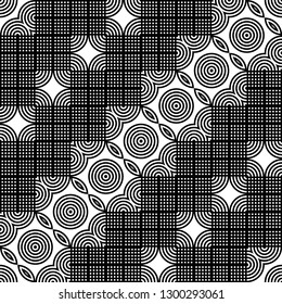 Design seamless monochrome decorative pattern. Abstract geometric background. Vector art