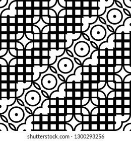 Design seamless monochrome decorative pattern. Abstract geometric background. Vector art