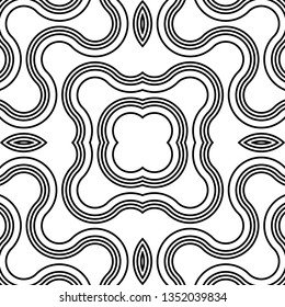 Design seamless monochrome decorative pattern. Abstract twisting background. Vector art