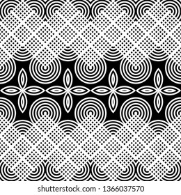 Design seamless monochrome decorative pattern. Abstract geometric background. Vector art