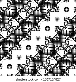 Design seamless monochrome decorative pattern. Abstract grid background. Vector art