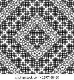 Design seamless monochrome decorative pattern. Abstract geometric background. Vector art