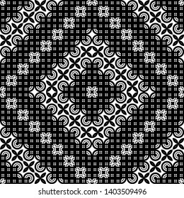 Design seamless monochrome decorative pattern. Abstract geometric background. Vector art