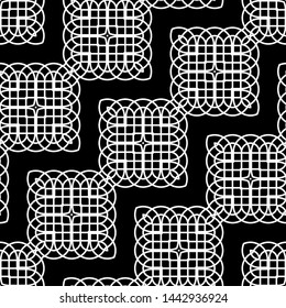 Design seamless monochrome decorative pattern. Abstract geometric background. Vector art