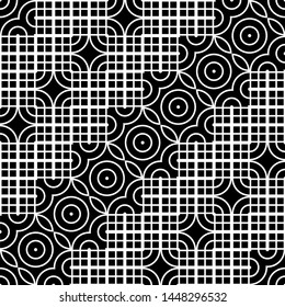 Design seamless monochrome decorative pattern. Abstract geometric background. Vector art