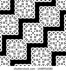 Design seamless monochrome decorative pattern. Abstract geometric background. Vector art