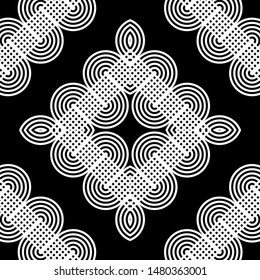 Design seamless monochrome decorative pattern. Abstract grating background. Vector art