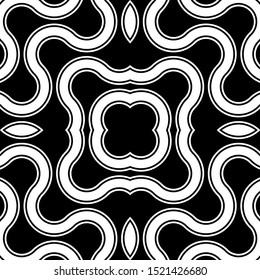 Design seamless monochrome decorative pattern. Abstract twisting background. Vector art