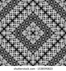 Design seamless monochrome decorative pattern. Abstract geometric background. Vector art