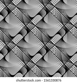 Design seamless monochrome decorative pattern. Abstract lines textured background. Vector art. No gradient