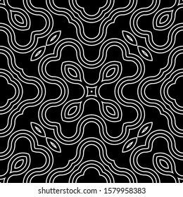 Design seamless monochrome decorative pattern. Abstract twisting background. Vector art