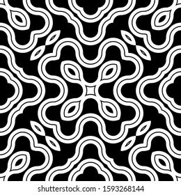 Design seamless monochrome decorative pattern. Abstract twisting background. Vector art