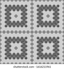 Design seamless monochrome decorative pattern. Abstract geometric background. Vector art