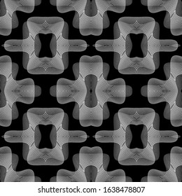 Design seamless monochrome decorative pattern. Abstract lines textured background. Vector art. No gradient