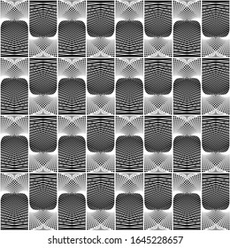 Design seamless monochrome decorative pattern. Abstract lines textured background. Vector art. No gradient