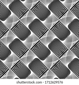 Design seamless monochrome decorative pattern. Abstract lines textured background. Vector art. No gradient