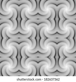 Design seamless monochrome decorative pattern. Abstract waving lines background. Speckled volumetric texture. Vector art
