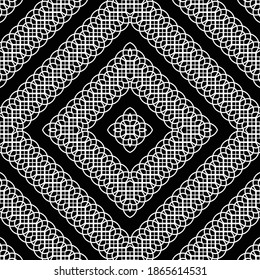Design seamless monochrome decorative pattern. Abstract diamond background. Vector art