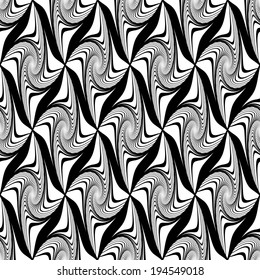 Design seamless monochrome decorative pattern. Abstract waving lines background. Speckled texture. Vector art