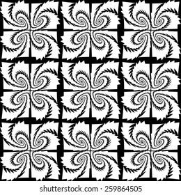 Design seamless monochrome decorative pattern. Abstract geometric twisting background. Vector art
