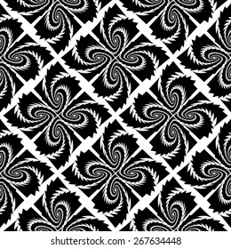 Design seamless monochrome decorative pattern. Abstract geometric twisted background. Vector art