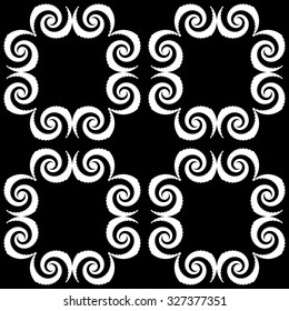 Design seamless monochrome decorative pattern. Abstract spiral background. Vector art