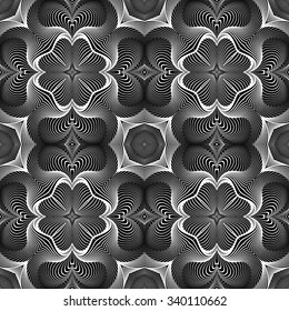 Design seamless monochrome decorative pattern. Abstract lines textured background. Vector art. No gradient