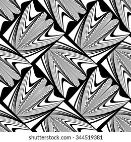 Design seamless monochrome decorative pattern. Abstract lines textured background. Vector art. No gradient