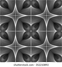Design seamless monochrome decorative pattern. Abstract lines textured background. Vector art. No gradient