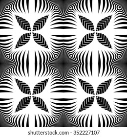 Design seamless monochrome decorative pattern. Abstract lines textured background. Vector art. No gradient