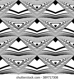 Design seamless monochrome decorative pattern. Abstract lines textured background. Vector art. No gradient