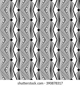 Design seamless monochrome decorative pattern. Abstract lines textured background. Vector art. No gradient