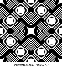 Design seamless monochrome decorative pattern. Abstract striped background. Vector art