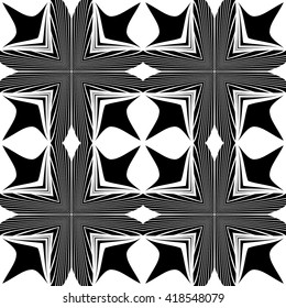 Design seamless monochrome decorative pattern. Abstract lines textured background. Vector art. No gradient