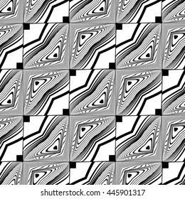 Design seamless monochrome decorative pattern. Abstract lines textured background. Vector art. No gradient