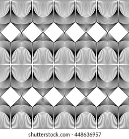 Design seamless monochrome decorative pattern. Abstract lines textured background. Vector art. No gradient
