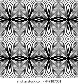 Design seamless monochrome decorative pattern. Abstract lines textured background. Vector art. No gradient