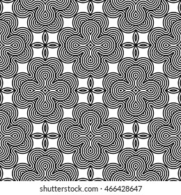 Design seamless monochrome decorative pattern. Abstract striped background. Vector art