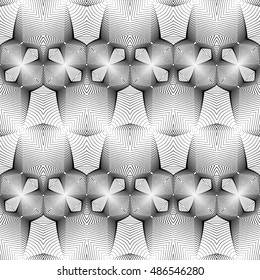 Design seamless monochrome decorative pattern. Abstract lines textured background. Vector art. No gradient