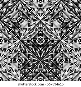 Design seamless monochrome decorative pattern. Abstract striped background. Vector art