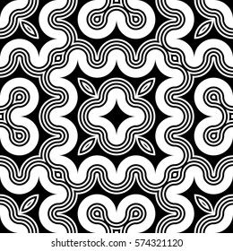 Design seamless monochrome decorative pattern. Abstract striped background. Vector art