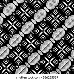 Design seamless monochrome decorative pattern. Abstract lines textured background. Vector art. No gradient