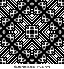 Design seamless monochrome decorative pattern. Abstract striped background. Vector art