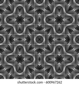 Design seamless monochrome decorative pattern. Abstract lines textured background. Vector art. No gradient
