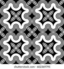 Design seamless monochrome decorative pattern. Abstract striped background. Vector art