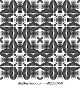 Design seamless monochrome decorative pattern. Abstract lines textured background. Vector art. No gradient
