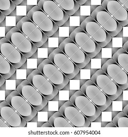 Design seamless monochrome decorative pattern. Abstract lines textured background. Vector art. No gradient